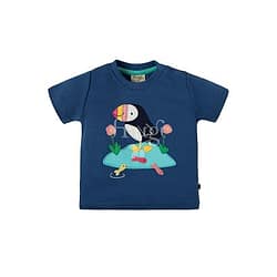 T-shirt frugi con applique marine blue puffin