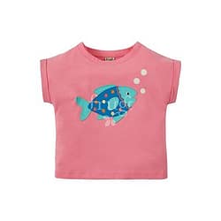 T-shirt frugi guava pink fish con applique